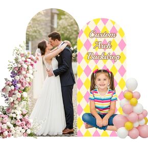 Custom Arch Backdrop Standee with Back Stand, Personalized Photo Cardboard Cutout Customized Background Board for Birthday Party, Wedding Graduation & Event Decor, 1-8 FT Tall in Kuwait