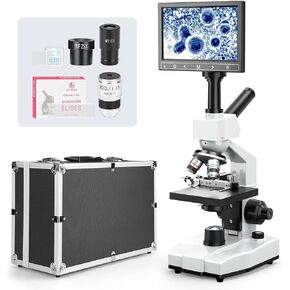 [Cost-Effective] Binocular Microscope, Vabiooth Lab Compound Binocular Microscope 40X-2500X Magnification with Two-Layer Mechanical Stage, Wide-Field 10X and 25X Eyepieces, Abbe Condenser in Kuwait