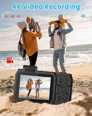 كاميرا مقاومة للماء 33FT 4K 65MP كاميرا تحت الماء متينة مقاومة للغبار والصدمات مع بطاقة 64G، كاميرا تحت الماء للغطس مع التركيز التلقائي لصور السيلفي وشاشة مزدوجة للغوص وكاميرا رقمية قابلة للطفو in Kuwait