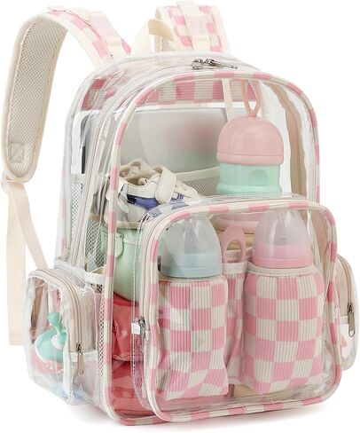 Clear Baby Diaper Bag Backpack for Mom, Large Capacity Travel Nappy Bag for Boys & Girls with Stroller Straps (Corduroy Checkered Black) in Saudi Arabia