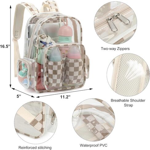Clear Baby Diaper Bag Backpack for Mom, Large Capacity Travel Nappy Bag for Boys & Girls with Stroller Straps (Corduroy Checkered Black) in Saudi Arabia