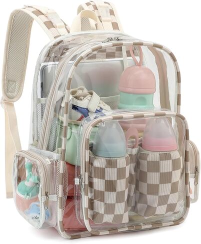 Clear Baby Diaper Bag Backpack for Mom, Large Capacity Travel Nappy Bag for Boys & Girls with Stroller Straps (Corduroy Checkered Black) in Saudi Arabia