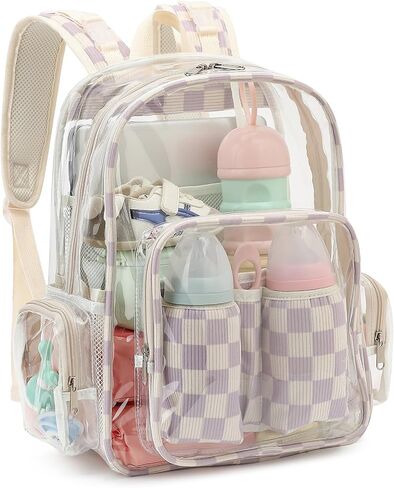 Clear Baby Diaper Bag Backpack for Mom, Large Capacity Travel Nappy Bag for Boys & Girls with Stroller Straps (Corduroy Checkered Black) in Saudi Arabia