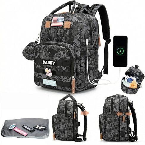 Expandable Baby Diaper Backpack - Large Capacity, Insulated Bottle Pockets, Stroller Straps, Laptop Sleeve & Pad(Black) in Kuwait