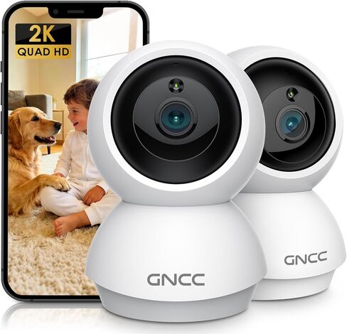 GNCC 2K Cameras for Home Security-2.4/5Ghz WiFi Indoor Camera with 360° Motion Detection for Pet/Baby/Nanny/Dog 2-Way Audio, Night Vision, 24/7 SD Card Storage, Cloud Storage, Works with Alexa, 4 Pcs in Saudi Arabia
