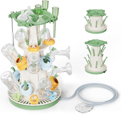 TAZENI Baby Bottle Drying Rack with Drain Pipe, 3-Tier Modular Baby Bottle Rack Dryer for Infant Feeding Accessories, Large Capacity Rack Dryer, Stable, Efficient Drying, Space Saving Organizer in Kuwait