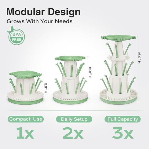 TAZENI Baby Bottle Drying Rack with Drain Pipe, 3-Tier Modular Baby Bottle Rack Dryer for Infant Feeding Accessories, Large Capacity Rack Dryer, Stable, Efficient Drying, Space Saving Organizer in Kuwait