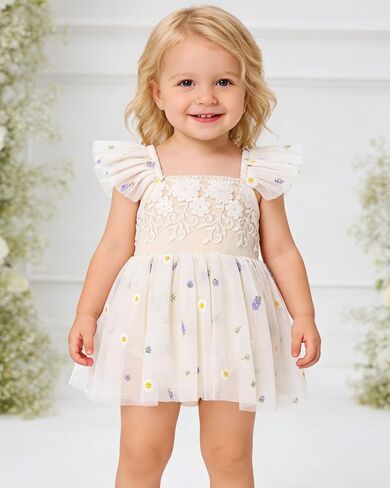 Baby Girl Tulle Dress Summer Baby Girls Outfits 0-18M | Ruffle Sleeveless Romper+Headband 2Pcs Infant Flower Girl Tutu Dresses Baby Girls Birthday Clothes Outfit in Saudi Arabia