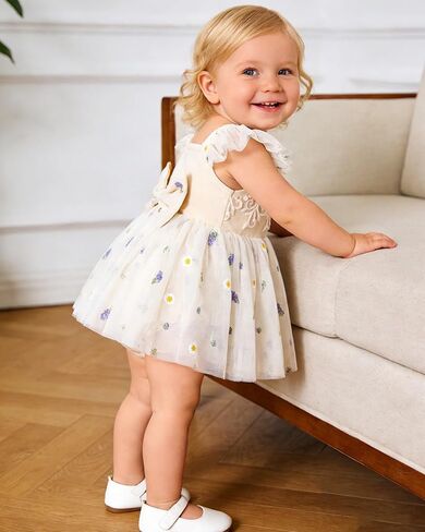 Baby Girl Tulle Dress Summer Baby Girls Outfits 0-18M | Ruffle Sleeveless Romper+Headband 2Pcs Infant Flower Girl Tutu Dresses Baby Girls Birthday Clothes Outfit in Saudi Arabia
