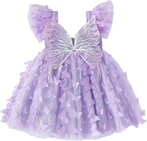 Baby Girls Butterfly Dress Tulle Party Outfit Elastic Waist Photoshoot Birthday Wedding Dresses 0-24M in Kuwait
