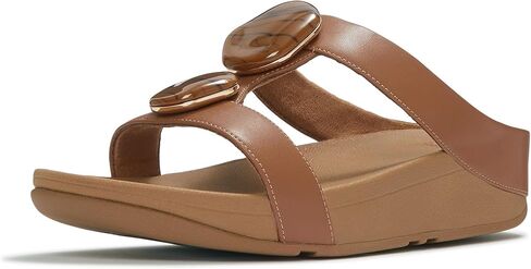 شرائح H-Bar النسائية من FitFlop ذات الحجر الرخامي مع نعل أوسط مبطن من Microwobbleboard، جلد صناعي، كاجوال، مقاوم للانزلاق in Kuwait