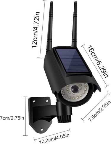 Solar Fake Security Camera Powered Human Sensor Fake Camera with Flashing Led 3 Lighting Modes Wireless Dummy Cameras for Outside 130°Action Fakes Security Cameras for Garden & Business (Black) in Kuwait