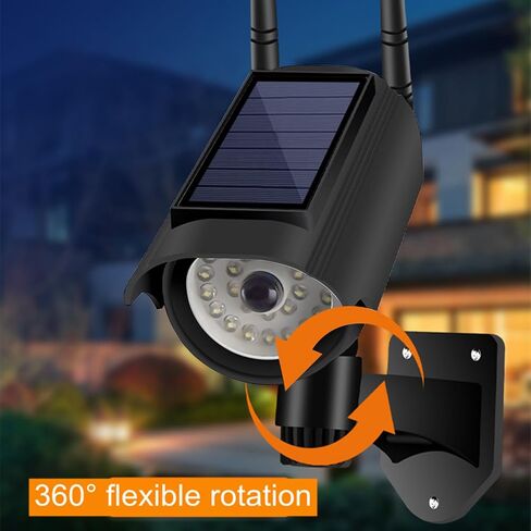 Solar Fake Security Camera Powered Human Sensor Fake Camera with Flashing Led 3 Lighting Modes Wireless Dummy Cameras for Outside 130°Action Fakes Security Cameras for Garden & Business (Black) in Kuwait