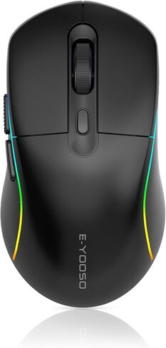 E-YOOSO Wireless Gaming Mouse, 10,000 DPI, Tri-Mode 2.4Ghz/Bluetooth/USB-C Wired, RGB Backlit, 6 Programmable Buttons, Ergonomic Rechargeable Gamer Mice with PC, Mac, PS, Xbox - White in Saudi Arabia