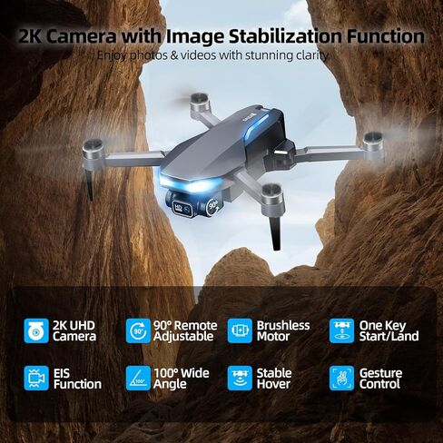 طائرة بدون طيار بنظام تحديد المواقع العالمي (GPS) مع كاميرا للبالغين، طائرة بدون طيار 2K FPV مع جهاز تحكم عن بعد بشاشة 4.5 بوصة، محرك بدون فرشاة، إرجاع تلقائي، اتبعني، اضغط على الطيران والطيران الدائري، طائرة كوادكوبتر قابلة للطي لوقت طويل للمبتدئين in Kuwait