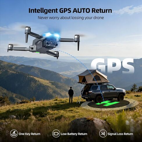طائرة بدون طيار بنظام تحديد المواقع العالمي (GPS) مع كاميرا للبالغين، طائرة بدون طيار 2K FPV مع جهاز تحكم عن بعد بشاشة 4.5 بوصة، محرك بدون فرشاة، إرجاع تلقائي، اتبعني، اضغط على الطيران والطيران الدائري، طائرة كوادكوبتر قابلة للطي لوقت طويل للمبتدئين in Kuwait