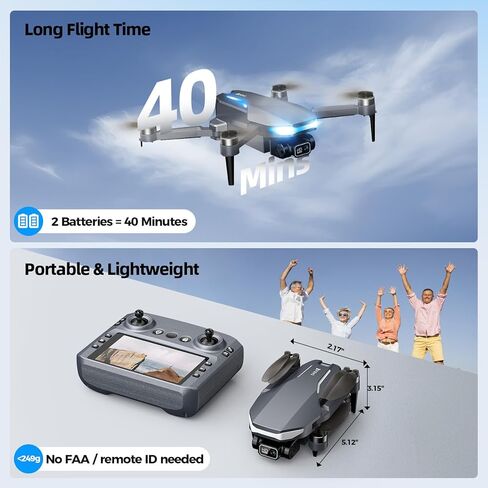 طائرة بدون طيار بنظام تحديد المواقع العالمي (GPS) مع كاميرا للبالغين، طائرة بدون طيار 2K FPV مع جهاز تحكم عن بعد بشاشة 4.5 بوصة، محرك بدون فرشاة، إرجاع تلقائي، اتبعني، اضغط على الطيران والطيران الدائري، طائرة كوادكوبتر قابلة للطي لوقت طويل للمبتدئين in Kuwait