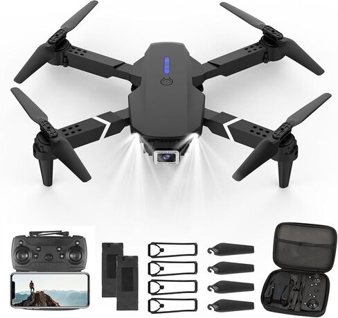 طائرة بدون طيار صغيرة مع كاميرا، طائرة بدون طيار 4K HD FPV، تثبيت الارتفاع، صورة شخصية للإيماءات، مفتاح واحد للإرجاع/إيقاف الطوارئ، تقلبات ثلاثية الأبعاد، طيران نقطة الطريق، بطاريتان، طائرات بدون طيار قابلة للطي للأطفال والمبتدئين in Kuwait