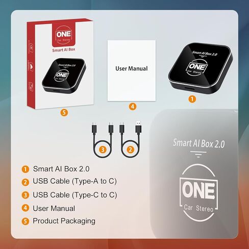 2025 Smart AI Box 2.0 Wireless Carplay Android Auto Adapter Dongle للسيارات مع Carplay السلكية OEM ، Magic Carplay AI Box Streaming YouTube Tiktok Netflix فيديو ، دعم بطاقة TF GPS Dual Wifi in Kuwait