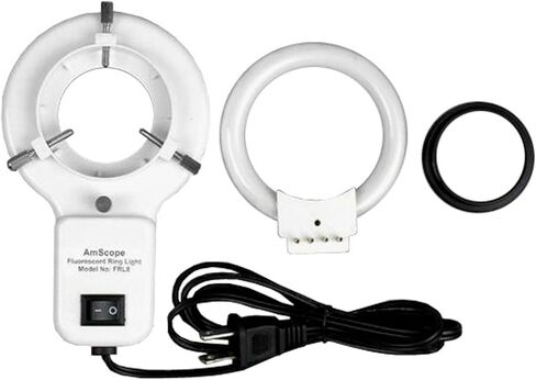 AmScope SM-1BZ-FRL مجهر تكبير ستيريو ثنائي العينين احترافي، عدسات WH10x، تكبير 3.5x-90x، هدف تكبير 0.7X-4.5X، ضوء حلقة فلورسنت، حامل عمود طاولة كبير، 110 فولت-240 فولت، يتضمن عدسات بارلو 0.5x و2.0x in Kuwait
