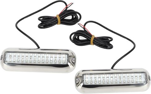 Focket Underwater Fishing Light, 42 LEDs 1500LM 120° Angle IP68 Night Fishing Light, Submersible with Stainless Steel Cover 2Pcs for Boat Marine RV Night (Blue) in Kuwait