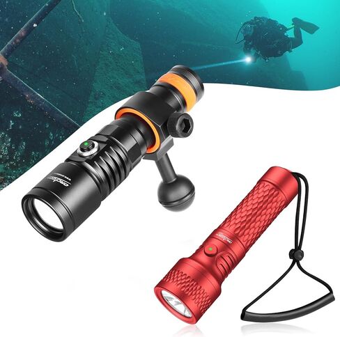ORCATORCH D710V MK2 (2300-Lumen Tri-Color Video Light) & ORCATORCH ORCA7 (3000-Lumen Dive Torch, Red) – Complete Underwater Illumination Kit for Scuba Divers & Underwater Photographers in Kuwait