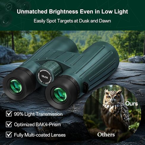 18x56 UHD Binoculars for Adults High Powered with Upgraded Phone Adapter, Wide Field of View Binoculars with Clear Low Light Vision, Lightweight Waterproof Binocular for Bird Watching Travel Cruise in Kuwait