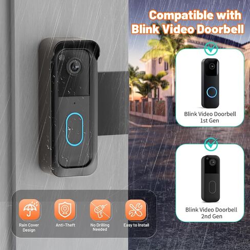 Blink Doorbell Mount, 2nd Gen Anti-Theft Doorbell Camera Mount for Blink Video Doorbell 1st & 2nd Gen, No Block Sensor & Night Vision, Doorbell Camera Mount Bracket with Rain Cover in Kuwait