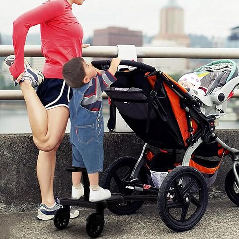 Universal Stroller Board with Detachable Seat, 2 in1 Buggy Board Suitable for Most Strollers, Holds Children Up to 55lb, Sit and Stand Stroller Glider Board for Toddler to Ride in Kuwait