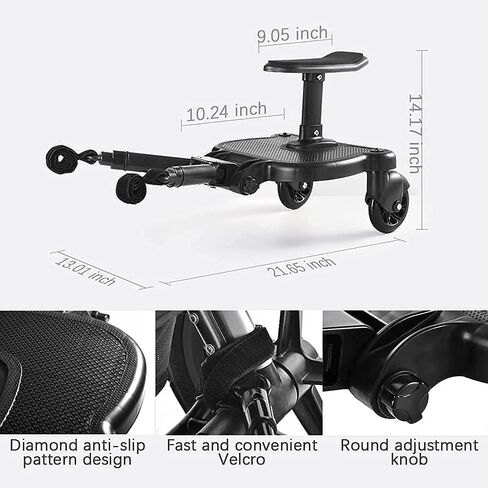 Universal Stroller Board with Detachable Seat, 2 in1 Buggy Board Suitable for Most Strollers, Holds Children Up to 55lb, Sit and Stand Stroller Glider Board for Toddler to Ride in Kuwait