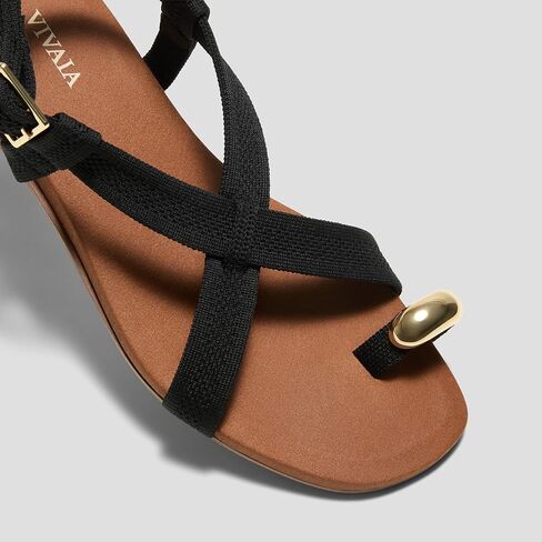 VIVAIA Derorice Women's Ring Toe Metal Flat Sandals Summer Slip-on Square Open Toe Non-Slip Vocation Sandals in Saudi Arabia