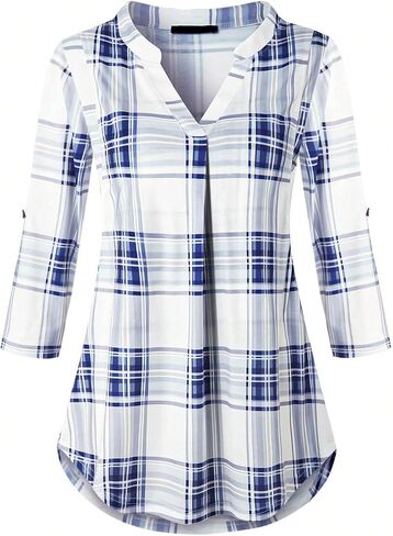 Nursing Tops for Breastfeeding Maternity 3/4 Rolled Sleeve Breastfeeding Shirts for Women White in Kuwait