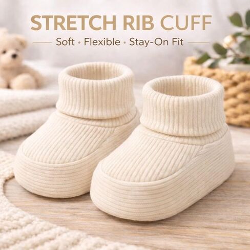 CEOBABY Baby Booties 0–3 Months, Newborn Shoes, Soft Cotton Infant Bootie Socks, Stay-On Baby Shoes for Boys & Girls in Saudi Arabia