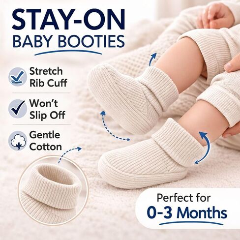 CEOBABY Baby Booties 0–3 Months, Newborn Shoes, Soft Cotton Infant Bootie Socks, Stay-On Baby Shoes for Boys & Girls in Saudi Arabia