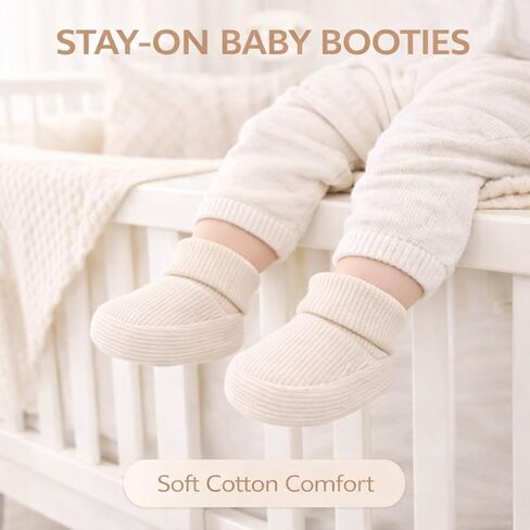 CEOBABY Baby Booties 0–3 Months, Newborn Shoes, Soft Cotton Infant Bootie Socks, Stay-On Baby Shoes for Boys & Girls in Saudi Arabia