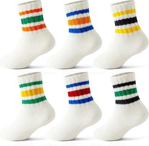 جوارب BISOUSOX للأطفال الصغار مع مقابض، جوارب قطنية غير قابلة للانزلاق للأطفال الأولاد والبنات للمشي والزحف من 0 إلى 5T in Kuwait