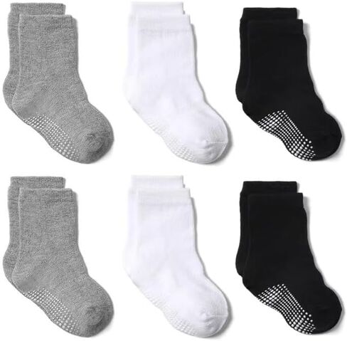 Toddler Grip Socks Unisex Baby Seamless Crew Ankle Cotton Socks Non-Slip for Girls Boys 6 Pairs in Saudi Arabia