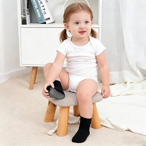 Toddler Grip Socks Unisex Baby Seamless Crew Ankle Cotton Socks Non-Slip for Girls Boys 6 Pairs in Saudi Arabia