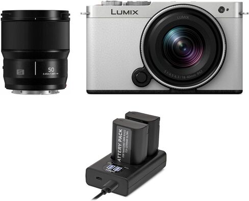 طقم عدسات LUMIX S9 S مقاس 18-40 مم - أبيض وفضي (DC-S9NWA9) مع حزمة عدسة LUMIX S مقاس 50 مم f/1.8 L (تنسيق الإطار الكامل) من باناسونيك in Kuwait