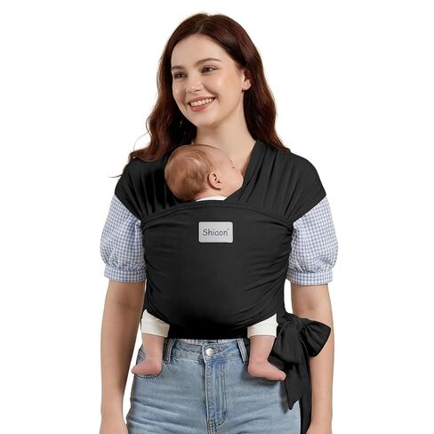 Baby Wrap Carrier, Baby Carrier Wrap Newborn(7-35lbs), Cotton Baby Sling Carriers Wearing Wrap Hands Free, Cozy Newborn Wrap One Size Fits All, Black in Saudi Arabia