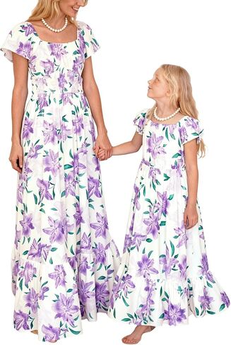 Mommy and Me Matching Dress Summer Floral Boho Beach Maxi Dresses with Pockets for Mother's Day in Saudi Arabia