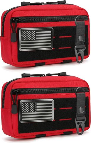 2 Pack 1000D Tactical Molle Pouches with US Flag Patches - Tactical Compact EDC Pouch Bag Small Utility Pouch Belt Pouch Tool Pouch in Saudi Arabia