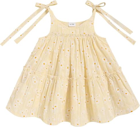 Toddler Baby Girl Summer Dress - Sleeveless Dot Tiered Sundress with Adjustable Tie-Shoulders for Beach, Party, Photos in Kuwait