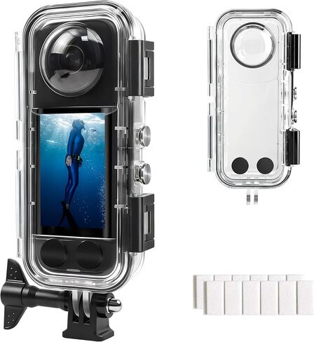 غطاء مقاوم للماء من FitStill لجهاز Insta 360 X5، عمق غوص 40 مترًا، عدسة زجاجية بصرية عالية الدقة، غطاء غوص للتصوير الفوتوغرافي تحت الماء، حماية كاملة، ملحقات X5 in Kuwait