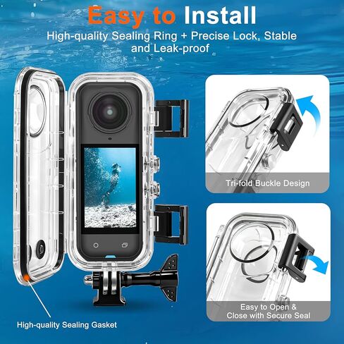 غطاء مقاوم للماء من FitStill لجهاز Insta 360 X5، عمق غوص 40 مترًا، عدسة زجاجية بصرية عالية الدقة، غطاء غوص للتصوير الفوتوغرافي تحت الماء، حماية كاملة، ملحقات X5 in Kuwait