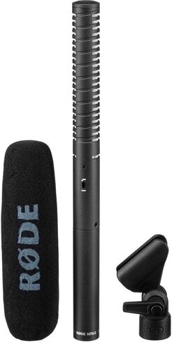 Rode NTG2 Condenser Shotgun Microphone Bundled with Universal Shockmount + Fur Windshield + XLR Microphone Cable + Cleaning Cloth (5 Items) in Saudi Arabia