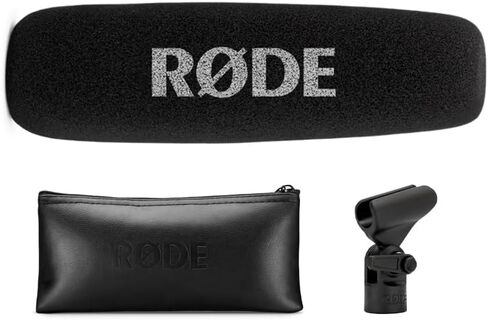 Rode NTG2 Condenser Shotgun Microphone Bundled with Universal Shockmount + Fur Windshield + XLR Microphone Cable + Cleaning Cloth (5 Items) in Saudi Arabia