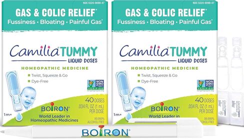 Boiron Camilia Tummy Drops 40 Count (Pack of 2) Bundle with Pen for Colic, Painful Gas, Bloating, & Fussiness - Sterile and Non-Drowsy Liquid Doses in Kuwait