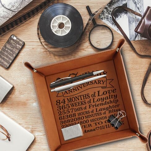 BELLA BUSTA-Traditional Wool 7 years Anniversary-Forever to go-Engraved Wool Tray with Breakdown Dates-Storage & Organization Jewelry Trays (Anniversary) in Saudi Arabia