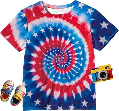 American Flag Bow Shirt for Kids-Toddler 4th of July Patriotic USA Boys Girls Short Sleeve Tee Tops in Kuwait